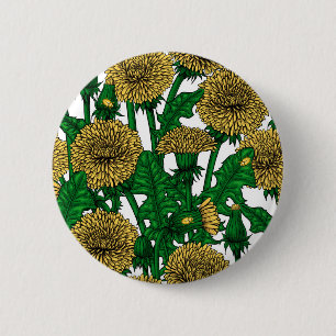 Dandelions on white 6 cm round badge