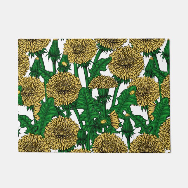 Dandelions on white doormat (Front)