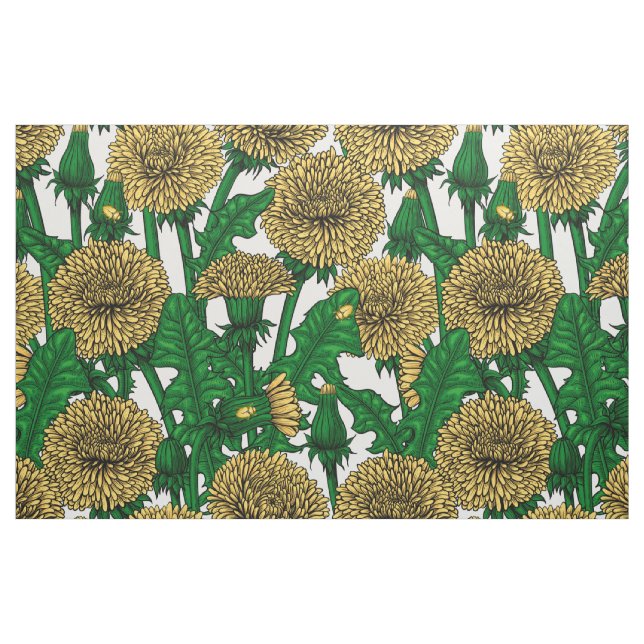 Dandelions on white fabric (Fat Quarter)