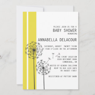 Dandelions Retro Yellow Baby Shower Invitation