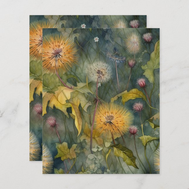 Dandelions Scrapbook Paper  (Front/Back)