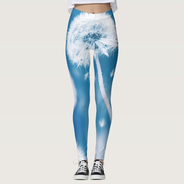 Dandelions Seeds: Summer Floral Banner Leggings (Front)