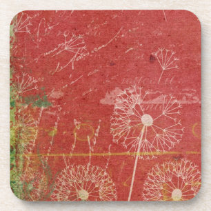 Dandelions Take Wind Against Pink Sky Abstract Coaster