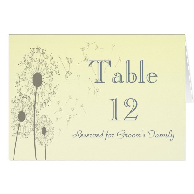 Dandelions Wedding Table Number (Front Horizontal)