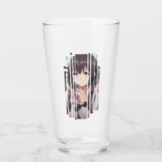 Dandere Delight: Shy Anime Girl Glass (Front)