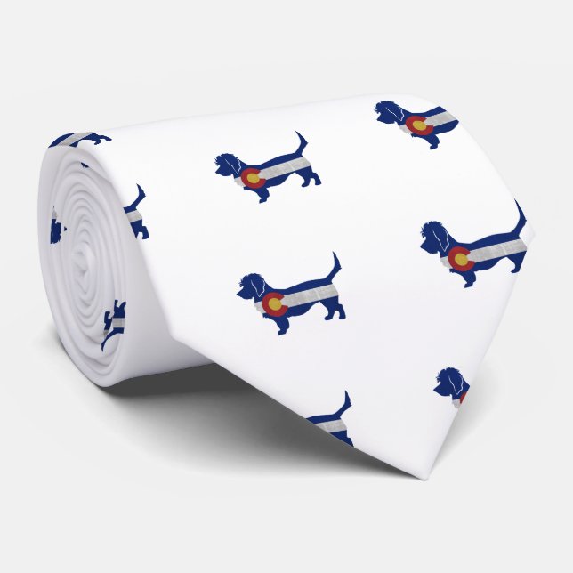 Dandie Dinmont Dog Breed Colorado Flag Tie (Rolled)