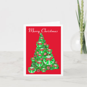 Dandie Dinmont Dog Silhouette Christmas Tree Red Card