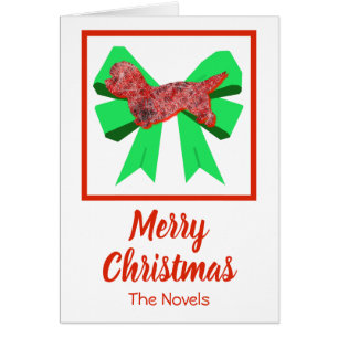 Dandie Dinmont Terrier Christmas Dog & Bow Card