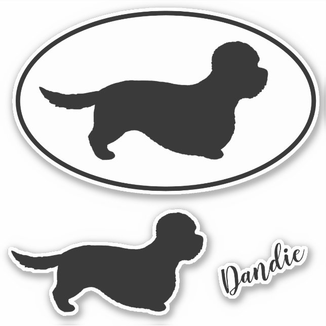 Dandie Dinmont Terrier Dog Silhouettes Sticker Set (Front)