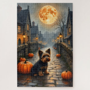 Dandie Dinmont Terrier Gothic Village Halloween Jigsaw Puzzle