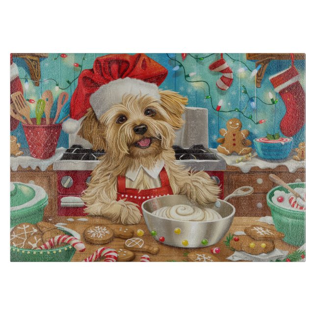 Dandie Dinmont Terrier Holiday Baking: Christmas Cutting Board (Front)