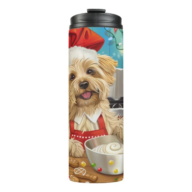 Dandie Dinmont Terrier Holiday Baking: Christmas Thermal Tumbler (Front)