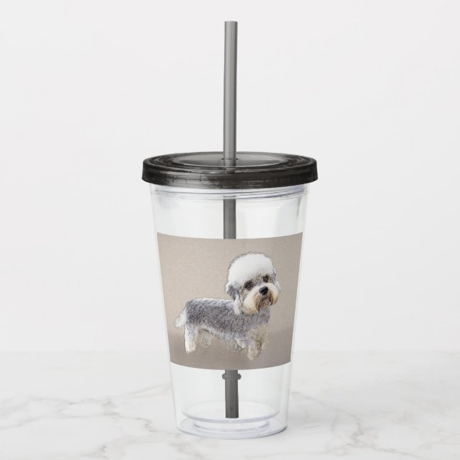 Dandie Dinmont Terrier Painting Original Dog Art Acrylic Tumbler (Front)