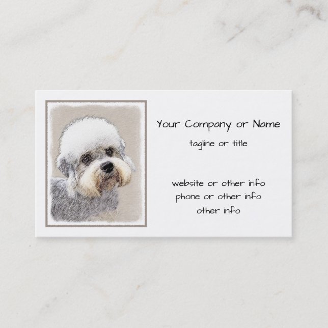 Dandie Dinmont Terrier Painting Original Dog Art Business Card (Front)