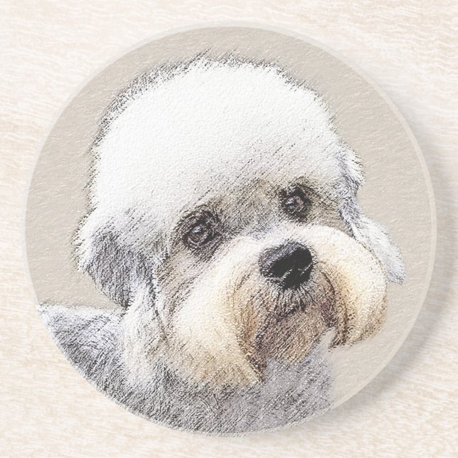 Dandie Dinmont Terrier Painting Original Dog Art Coaster (Front)