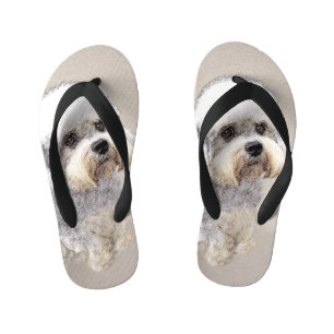 Dandie Dinmont Terrier Painting Original Dog Art Kid's Flip Flops