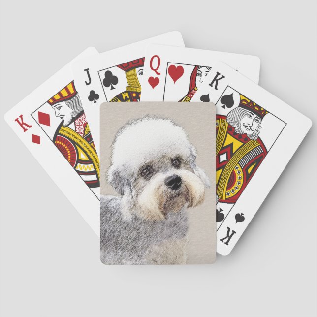 Dandie Dinmont Terrier Painting Original Dog Art Playing Cards (Back)