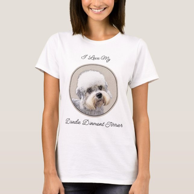 Dandie Dinmont Terrier Painting Original Dog Art T-Shirt (Front)