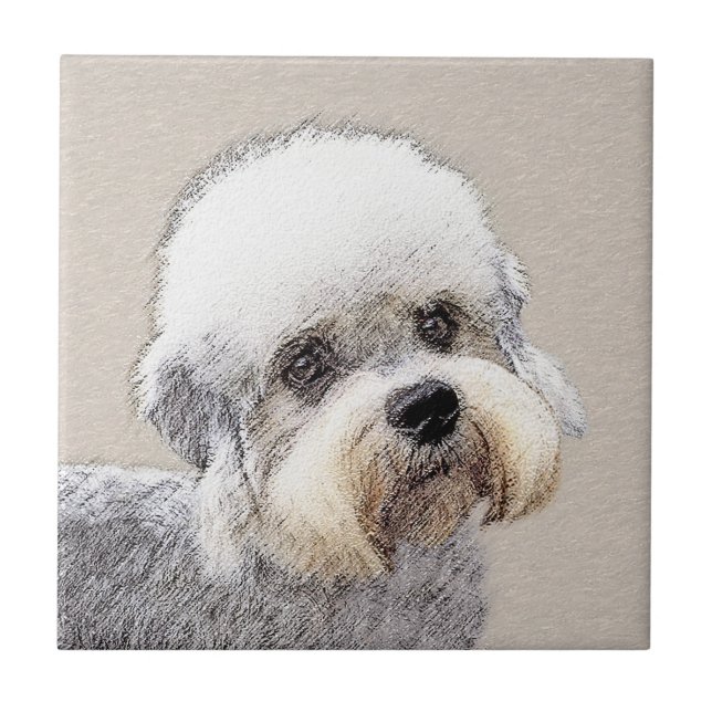 Dandie Dinmont Terrier Painting Original Dog Art Tile (Front)