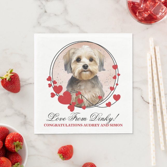 Dandie Dinmont Terrier Red Heart Frame Photo Napkin (Insitu)