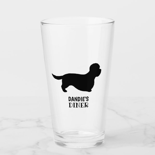 Dandie Dinmont Terrier Silhouette Custom Dog Breed Glass (Front)