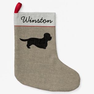 Dandie Dinmont Terrier Silhouette Custom Holiday Small Christmas Stocking