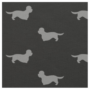 Dandie Dinmont Terrier Silhouettes Grey and Black Fabric
