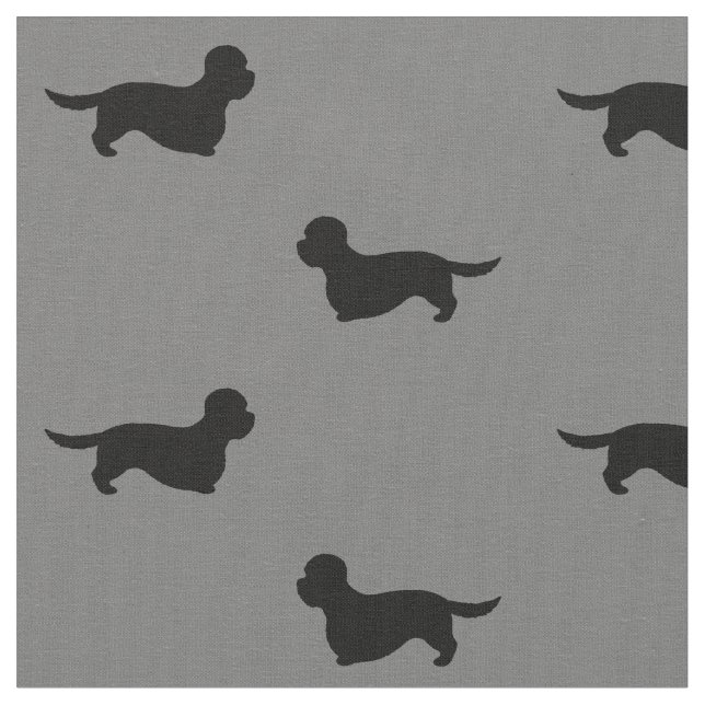 Dandie Dinmont Terrier Silhouettes Pattern Fabric (Close Up)