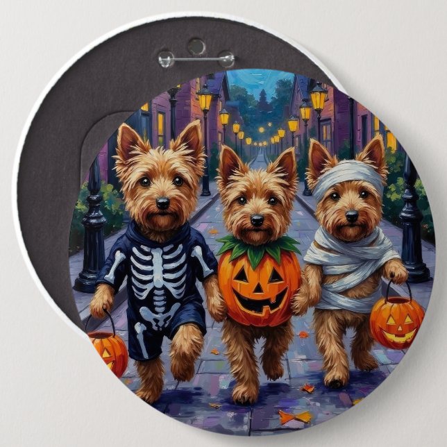 Dandie Dinmont Terrier Trick-or-Treating Halloween 6 Cm Round Badge (Front & Back)