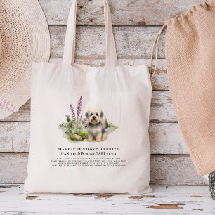 Dandie Dinmont Watercolor Dog Breed Quote Tote Bag