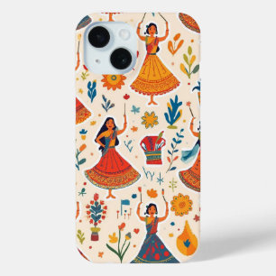 Dandiya Nights Seamless Pattern – Indian Festival  iPhone 15 Case