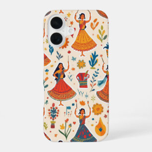 Dandiya Nights Seamless Pattern – Indian Festival iPhone 16 Case