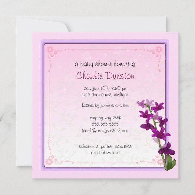 Dandrabium Flowers Invitation (Front)