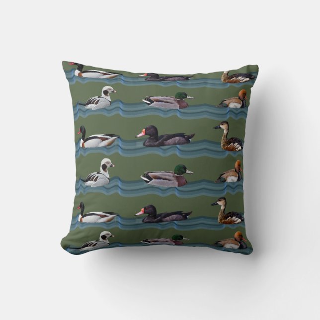 Dandy Ducks Pillow (Green) (Front)