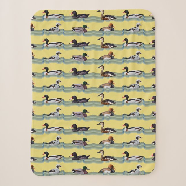 Dandy Ducks Sherpa Blanket (Yellow) (Front)