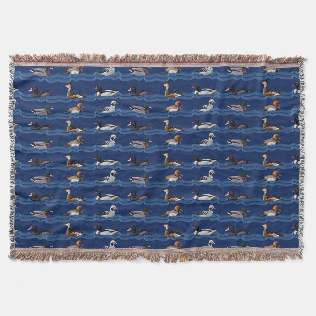 Dandy Ducks Throw Blanket (Navy) (Front)