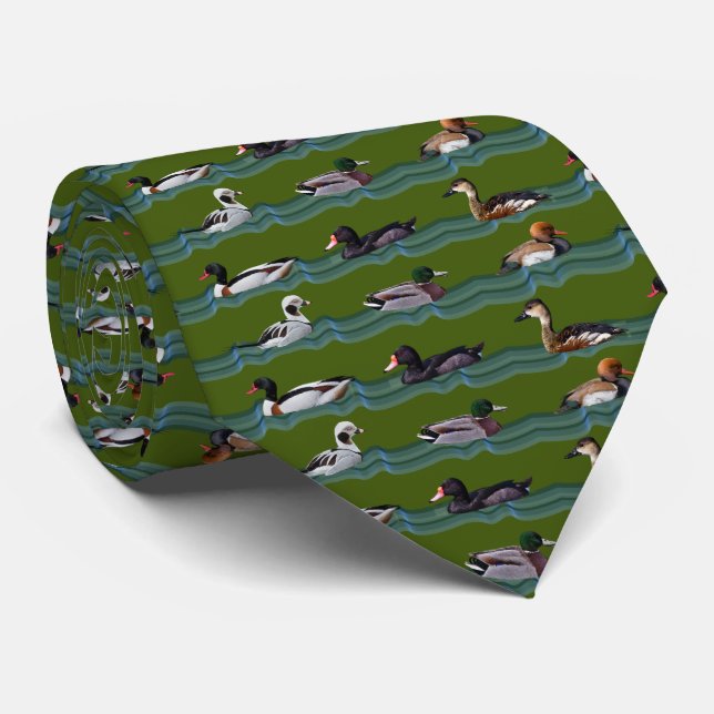Dandy Ducks Tie Double Sided Print (Dark Green) (Rolled)