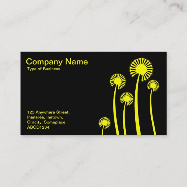 DandyLion Clocks - Black and Yellow II Business Card (Front)