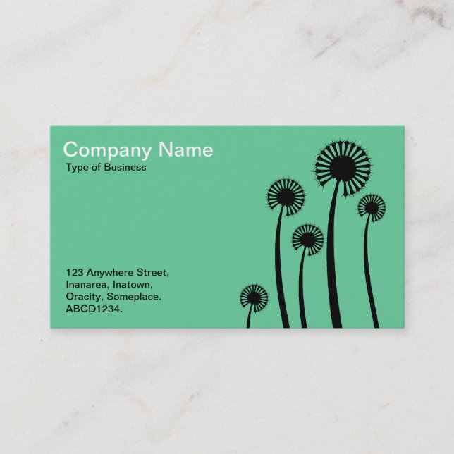 DandyLion Clocks - Black on Green Business Card (Front)