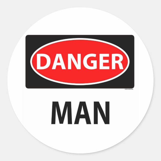danger2m classic round sticker (Front)