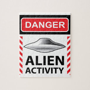 Danger Alien Activity Warning Sign Vector Jigsaw Puzzle
