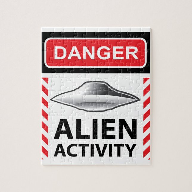 Danger Alien Activity Warning Sign Vector Jigsaw Puzzle (Vertical)