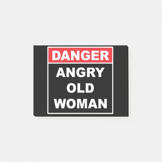 Danger: Angry Old Woman - Funny Gag Gift Post-it Notes (Front)