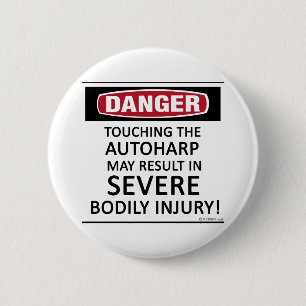 Danger Autoharp 6 Cm Round Badge
