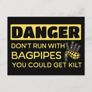 Danger Bagpipe Pun Postcard