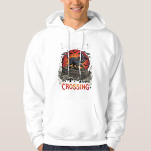 Danger Black Cat Crossing Halloween Witch Hat Coff Hoodie