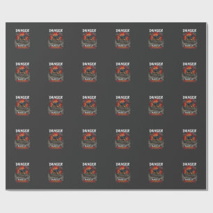 Danger Black Cat Crossing Halloween Witch Hat Coff Wrapping Paper