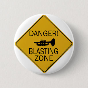 Danger Blasting Zone 6 Cm Round Badge