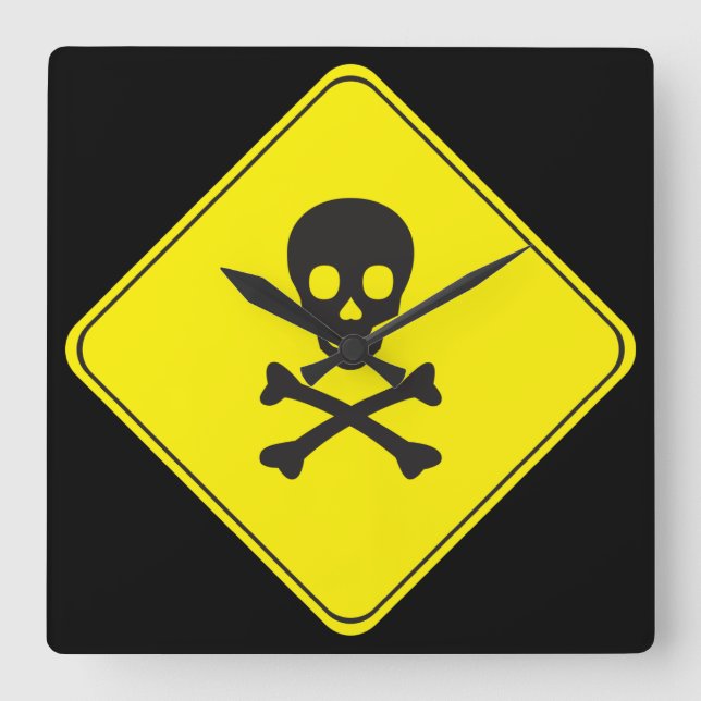 danger bones symbol square wall clock (Front)