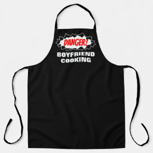 Danger boyfriend cooking funny large BBQ kitchen Apron